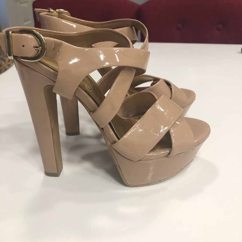 Jessica Simpson Nude Platform Strappy Heels